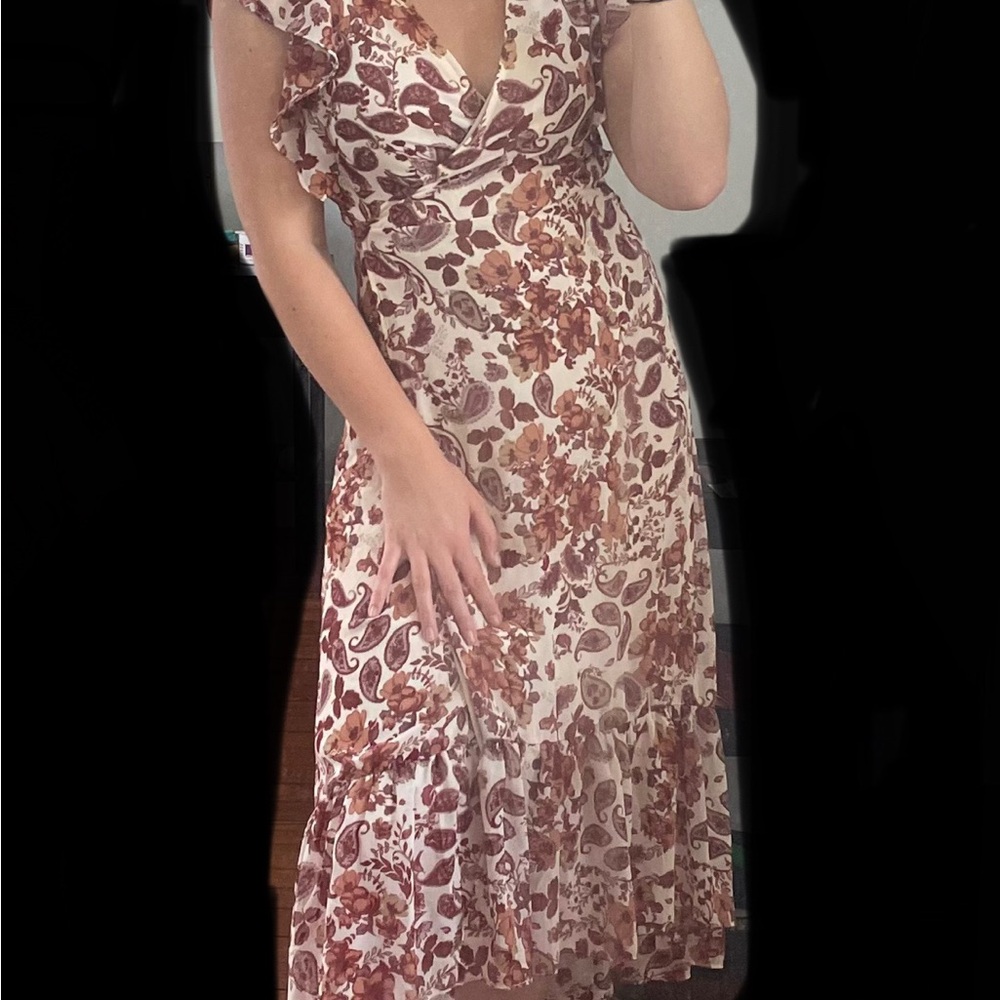 Floral Midi Wrap Dress